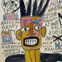 a representation of anxiety, painting by Jean-Michel Basquiat generated by DALL·E 2